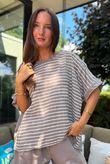 Below Deck Cheesecloth Stripe Tee Mocha